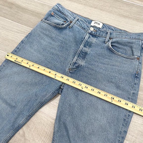 Agolde Riley High Rise Straight Crop Jeans in Shiver Light Wash Denim Size 30 - Picture 12 of 15